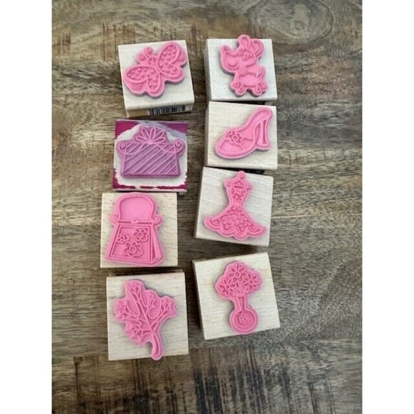 Sarah Beise Scrapbooking Craft Rubber Stamp Wood Mount 2" x 2" Lot Bundle Dog 8 - Picture 4 of 6